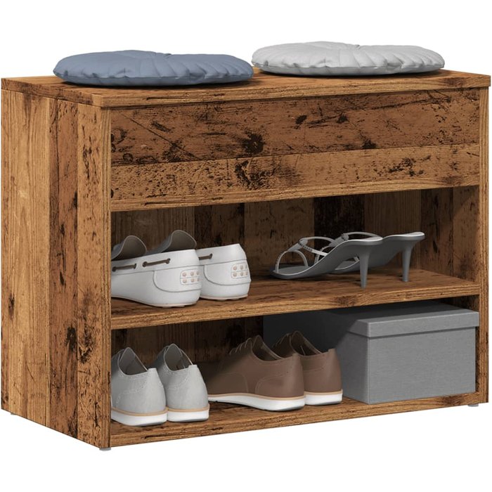 Banco zapatero madera vieja 60x30x45 cm madera contrachapada