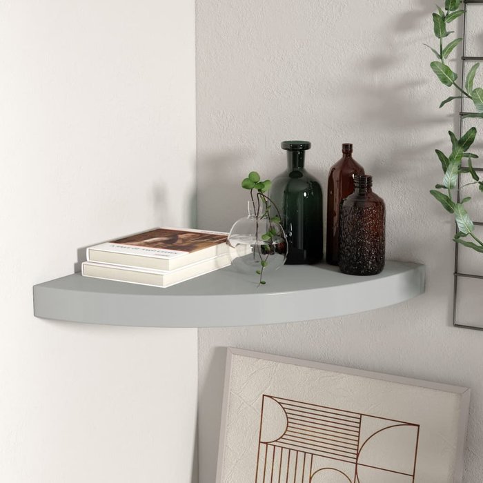 323922 maison exclusive - floating corner shelf grey 35x35x3,8 cm mdf