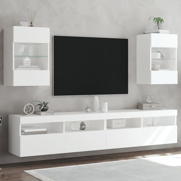 Muebles tv de pared con luces led 2 piezas blanco 40x30x60,5 cm