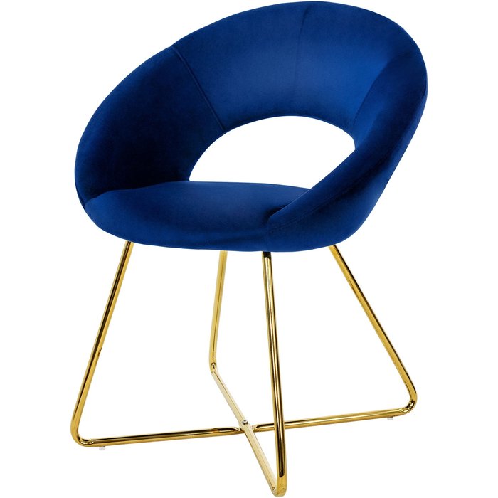 Silla de comedor de terciopelo azul diseño ergonómico asiento moderno curvado