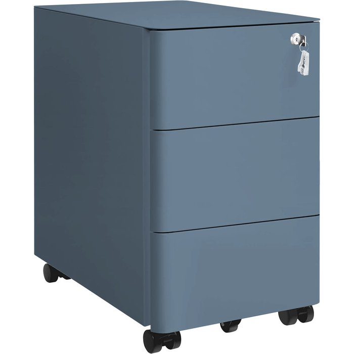 Cómoda con cerradura en acero cerúleo 30x50x54 cm