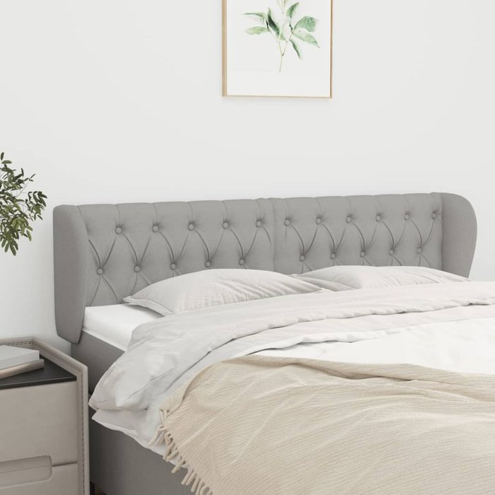 Cabecero con orejas gris claro 163x23x78/88 cm tela