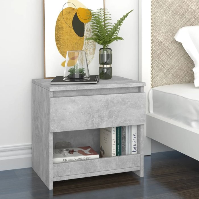 Maison exclusive - mesita de noche madera ingeniería gris hormigón 40x30x39 cm