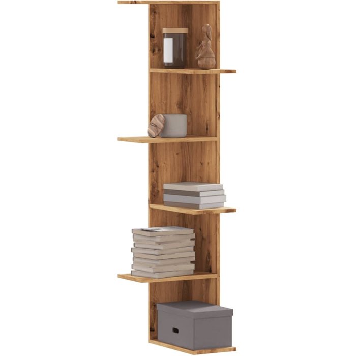 Estante de esquina de pared madera de ingeniería de roble artesanal