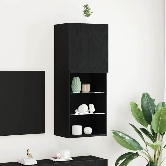 Mueble de tv de pared, roble negro, 40,5 x 30 x 102 cm