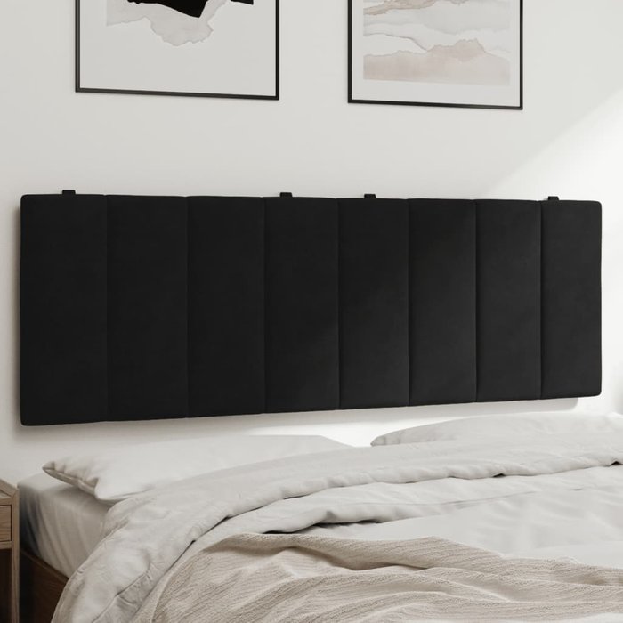 Cabecero de cama acolchado hanko terciopelo negro 140 cm