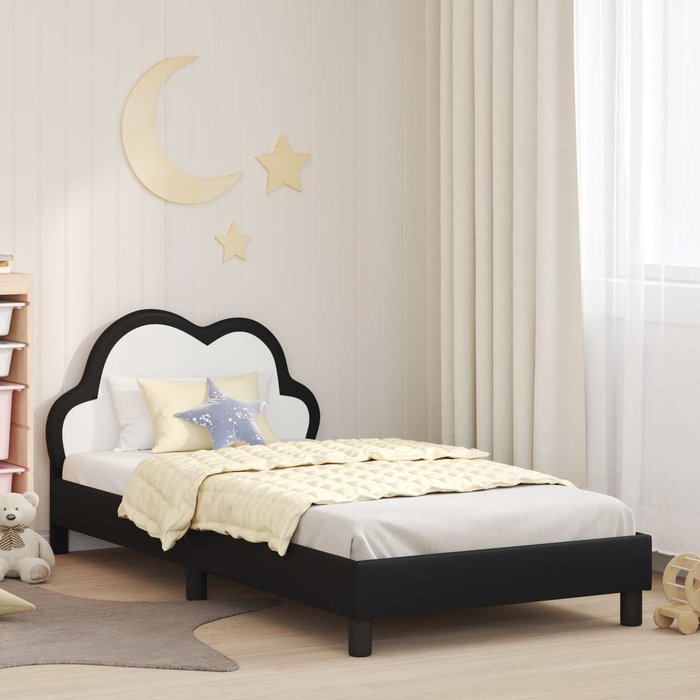 Estructura de cama con cabecera negro 90 x 200 cm pu