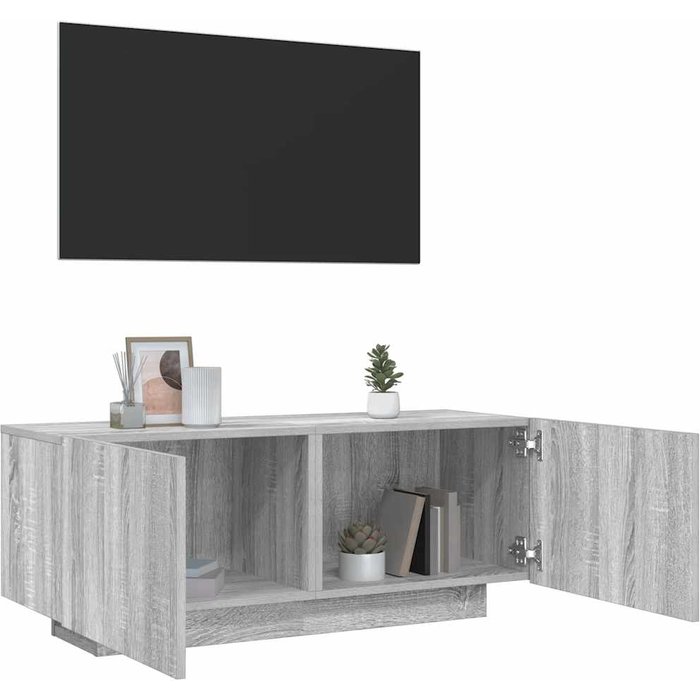 Mueble de tv sonoma, gris, 100x35x40 cm, madera de ingeniería