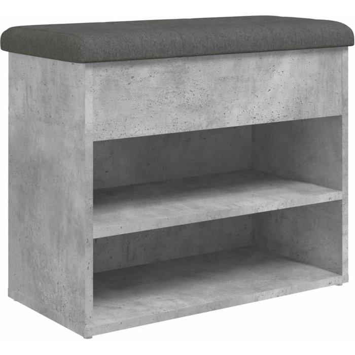 Banco zapatero madera de ingeniería gris hormigón 62x32x50 cm - comfortxl