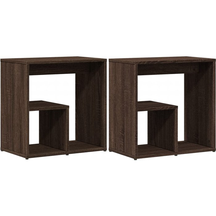 Mesa auxiliar 2 uds madera ingeniería marrón roble 50x30x50 cm - comfortxl