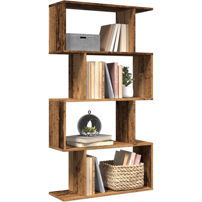 Maison exclusive - librería divisora 4 niveles madera envejecida 70x24x129 cm