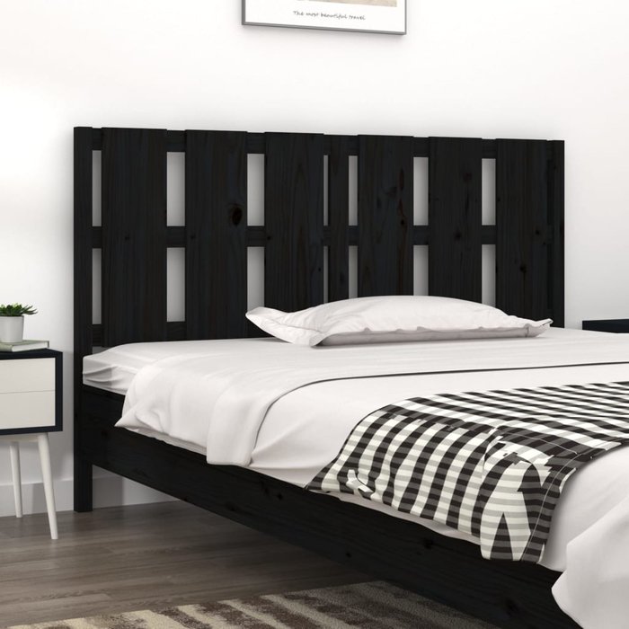 Cabecero negro 155,5x4x100 cm madera maciza de pino