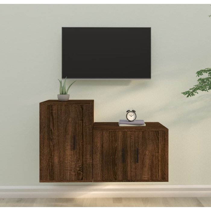 Vidaxl set de muebles para tv 2 pzas madera contrachapada roble marrón