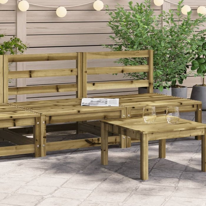 Vidaxl sofás de jardín sin reposabrazos 2 uds madera pino 70x70x67 cm
