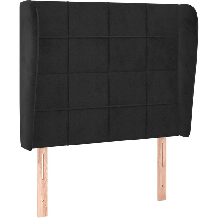 Cabecero cama - mueble cabecero con orejas de terciopelo negro 103x23x118/128 cm