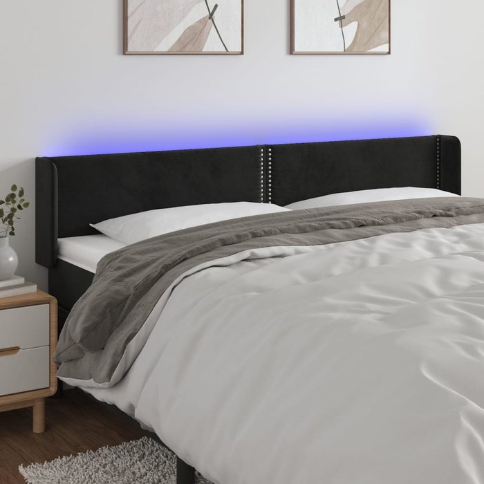 Cabecero led negro 163x16x78/88 cm terciopelo