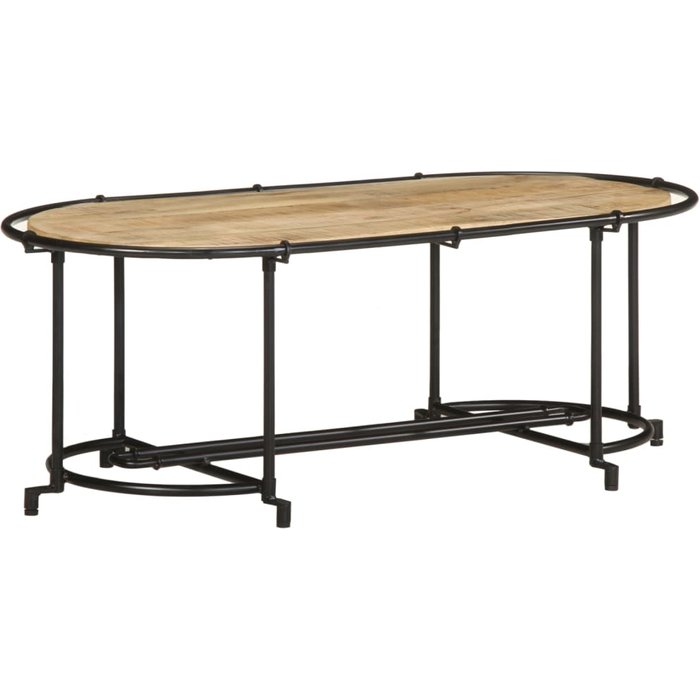 Mesa de centro madera maciza de mango rugosa 110x55x40 cm - comfortxl