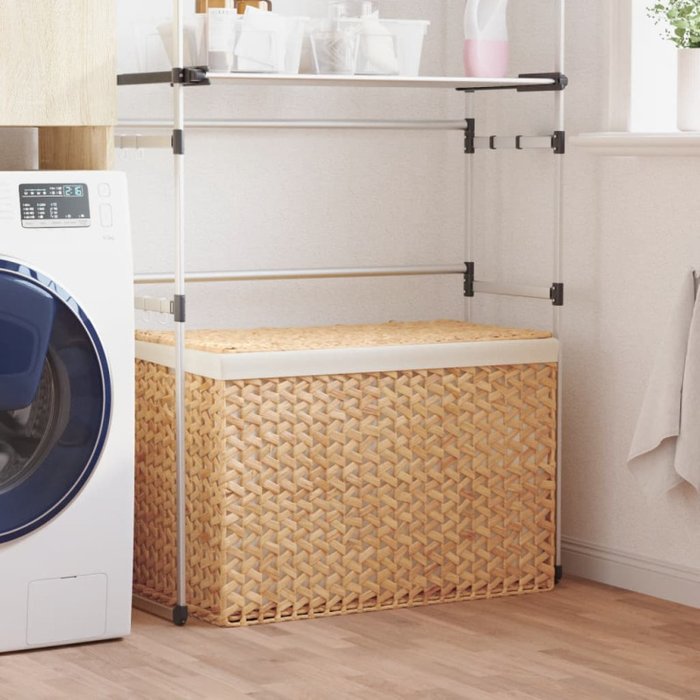 Vidaxl cesto de ropa sucia con 3 secciones jacinto agua 75x42,5x52 cm