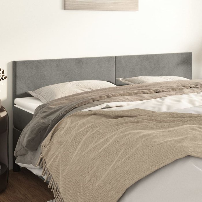 Cabeceros 2 unidades de terciopelo gris claro 100x5x78/88 cm - comfortxl