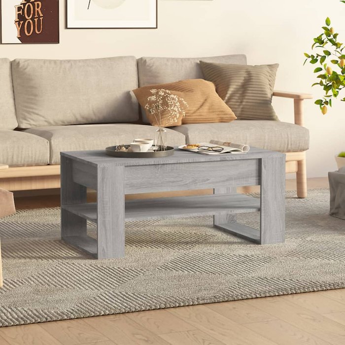 Mesa de centro sonoma gris 102x55x45 cm madera contrachapada