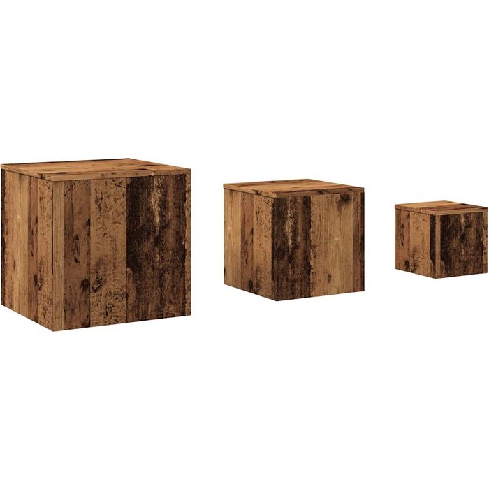 Mesas auxiliares 3 uds madera de ingeniería madera envejecida - comfortxl