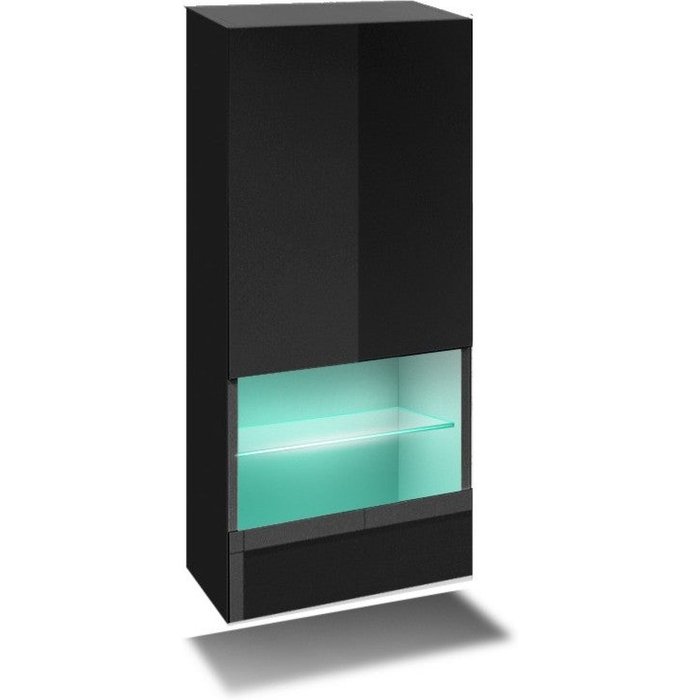 Mueble de salón negro colección cepto 37x91cm, 1 puerta, 2 estantes, 2 nichos.