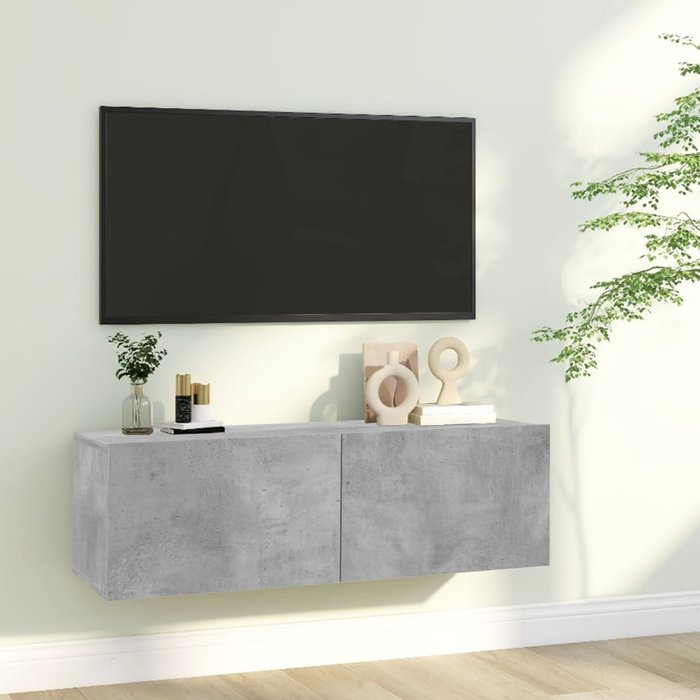 Mueble para tv madera contrachapada gris hormigón 100x30x30 cm - comfortxl