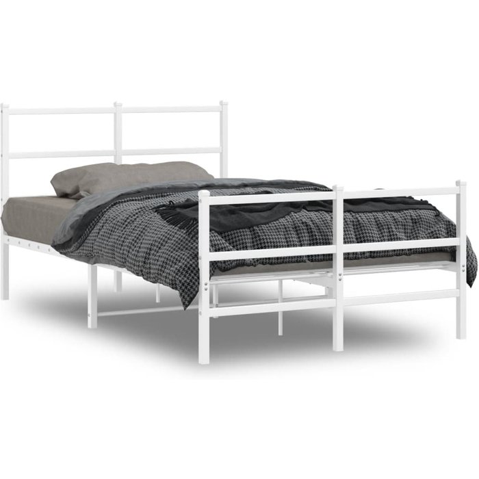 Estructura cama sin colchón con estribo metal blanco 120x200 cm — comfortxl