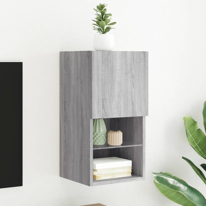 Mueble tv con luces led sonoma gris 30,5x30x60 cm