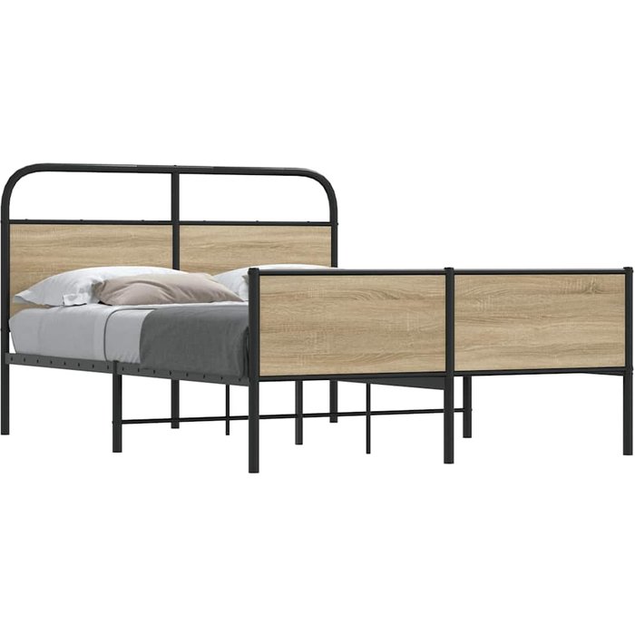 Estructura de cama sin colchón 135x190 cm madera roble sonoma vidaxl