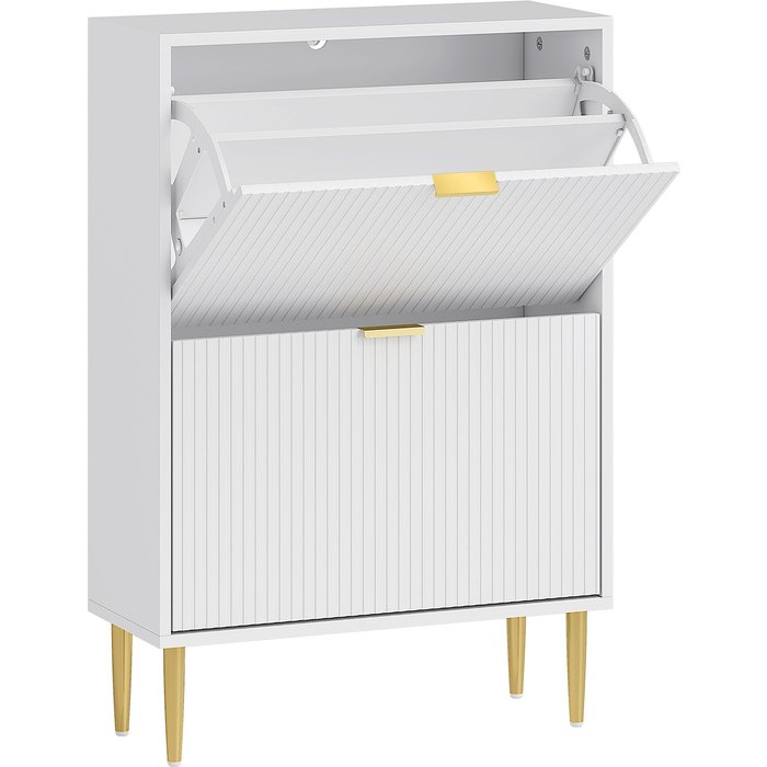 Zapatero estrecho homcom mdf, acero blanco 60x24x91.5 cm 837-601v00wt