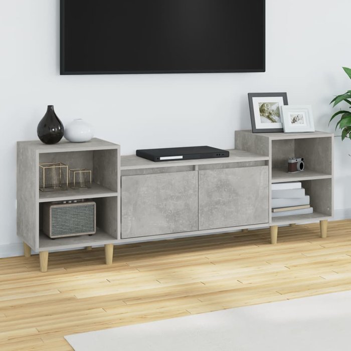 Mueble de tv, gris hormigón, 160x35x55 cm, madera de ingeniería