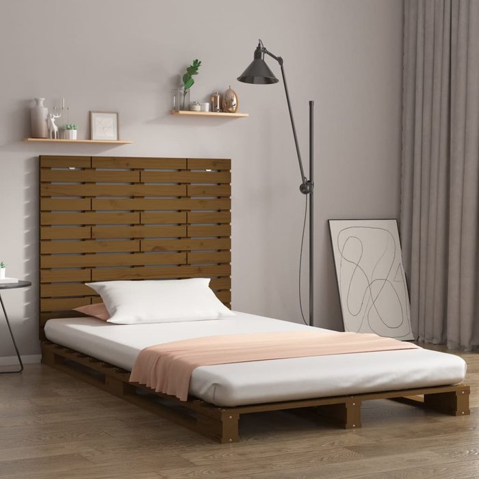 Cabecero de pared marrón miel 96x3x91,5 cm madera maciza de pino