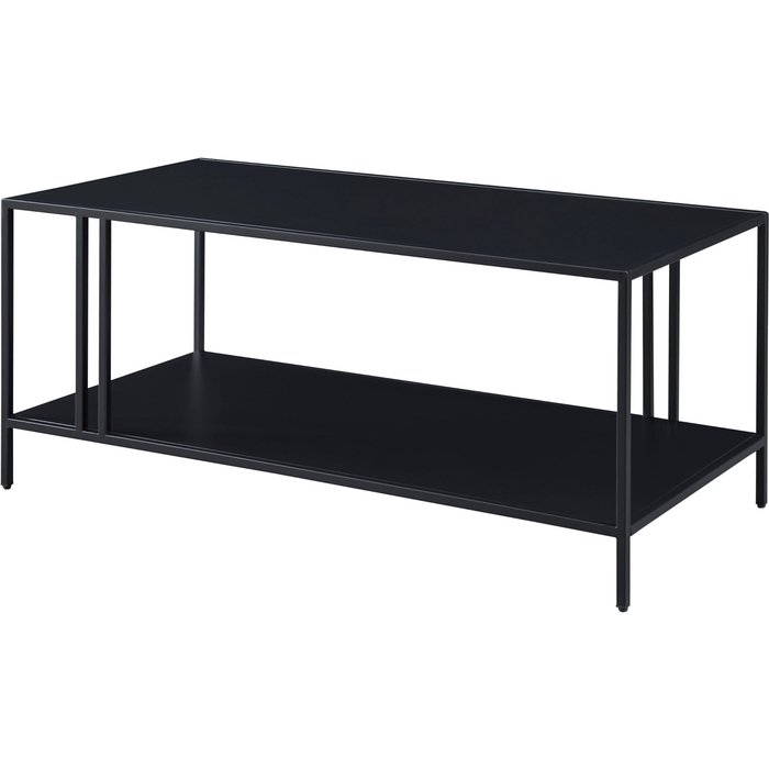 Mesa de centro de metal de dos niveles 47 x 110 x 55 cm color negro 03_0008455