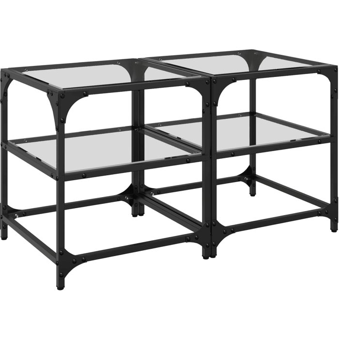 Mesa de centro superficie de vidrio 2 uds acero 40x40x45 cm - comfortxl