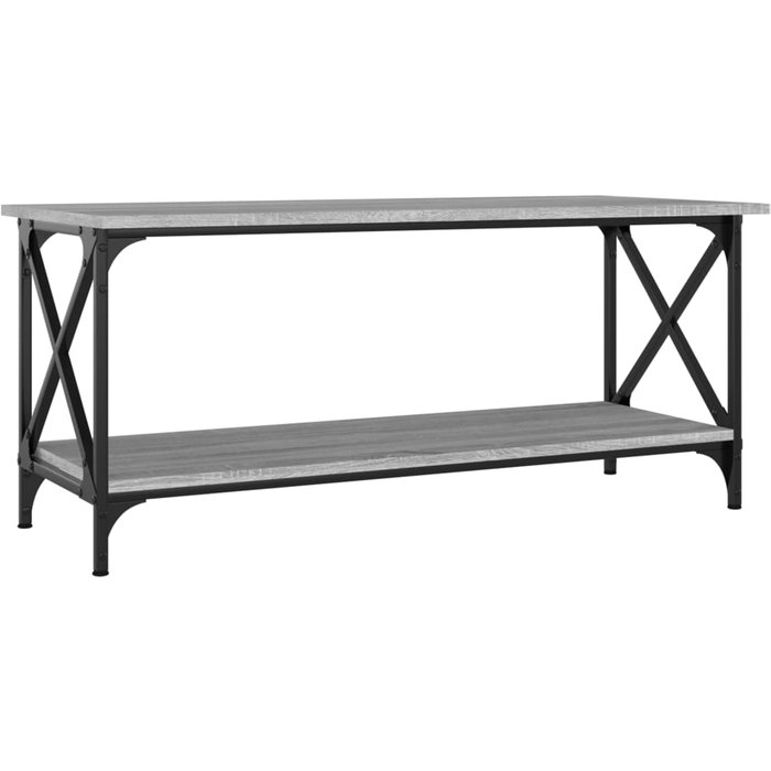 Mesa de centro madera y hierro gris sonoma 100x45x45 cm - comfortxl