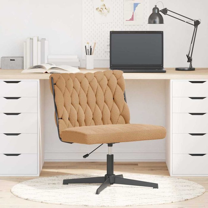 Silla de oficina giratoria tejido imitación lana rizada beige vidaxl