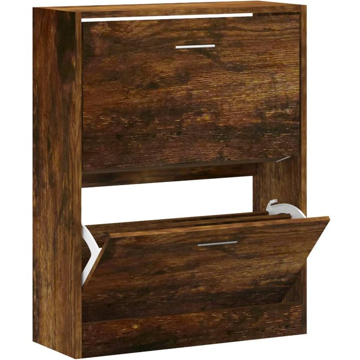 Zapatero de contrachapado de roble ahumado 63x24x81 cm - comfortxl