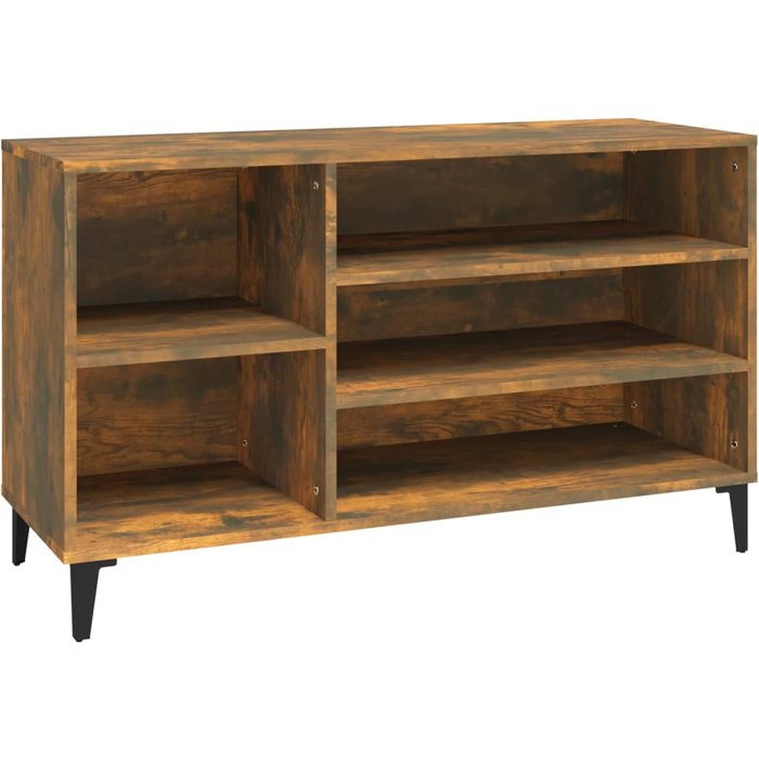 Zapatero de contrachapado de roble ahumado 102x36x60 cm - comfortxl