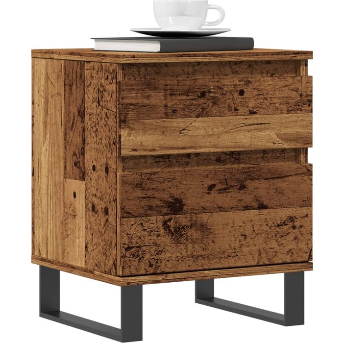 Mesitas de noche 2 uds madera ingeniería envejecida 40x35x50 cm