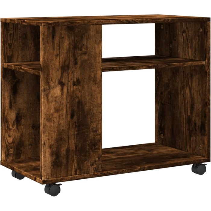 Mesa auxiliar con ruedas madera roble ahumado 70x35x60 cm - comfortxl