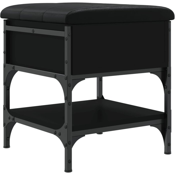 Banco zapatero madera de ingeniería negro 42x42x45 cm - comfortxl