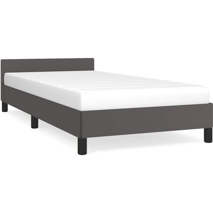 Estructura de cama con cabecero sin colchón gris 90x190 cm — comfortxl