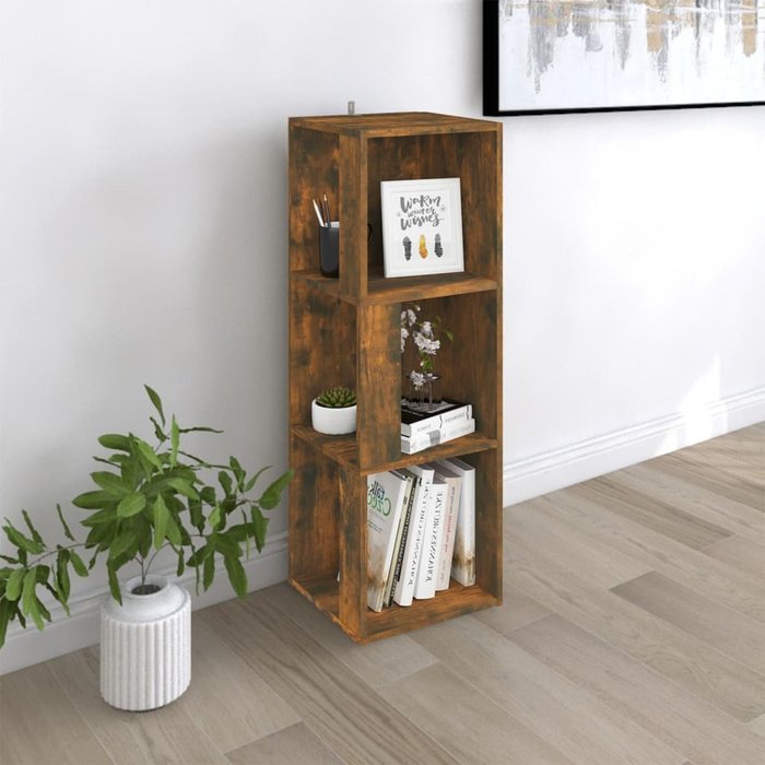 Mueble esquinero roble ahumado 33x33x100 cm madera contrachapada