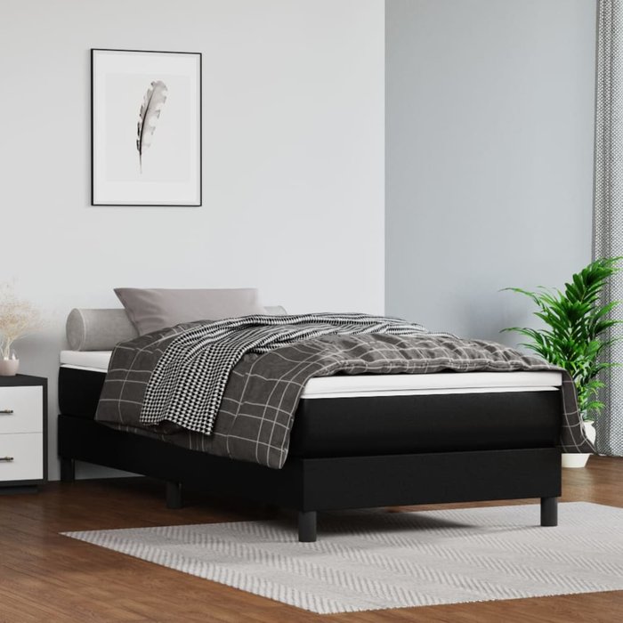 Maison exclusive - estructura de cama con somier cuero sintético negro 80x200 cm