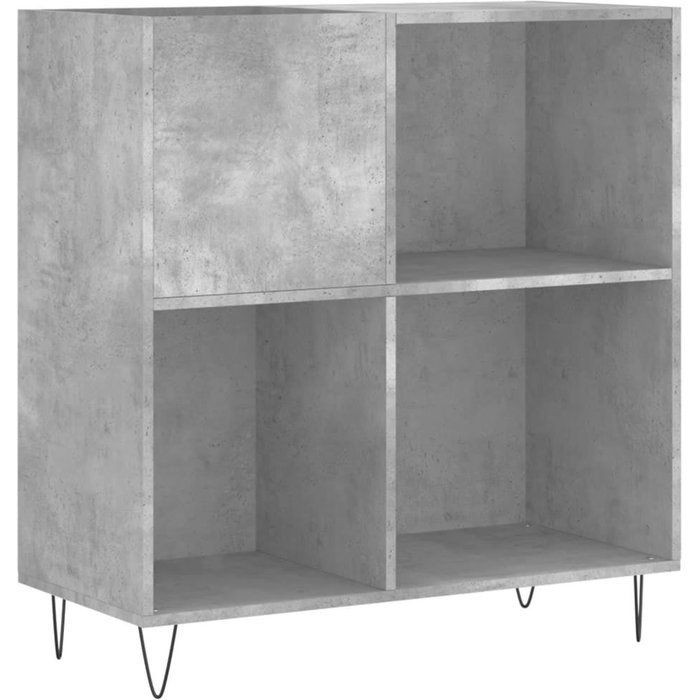 Mueble para discos gris hormigón 84,5x38x89 cm de madera contrachapada