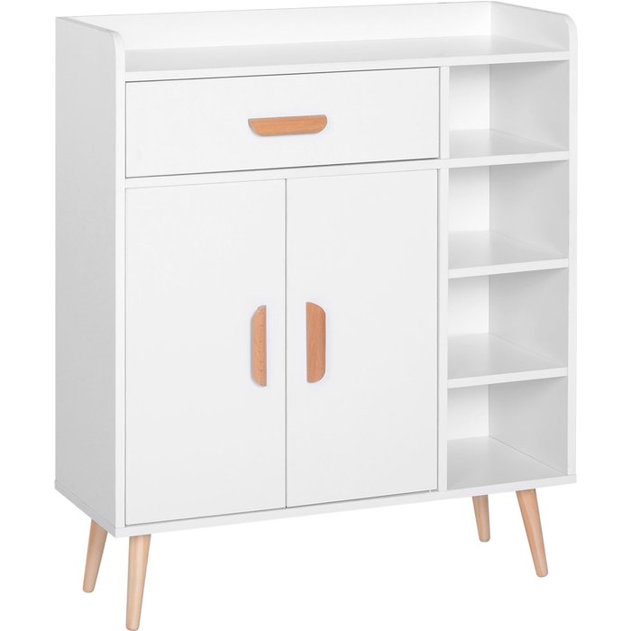 Aparador multiusos blanco 80x29,5x96cm con cajones y puertas - mueble versátil