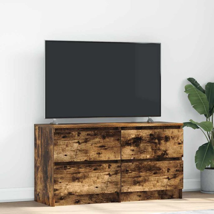 Mueble de tv madera de ingeniería roble ahumado 100x35x54 cm