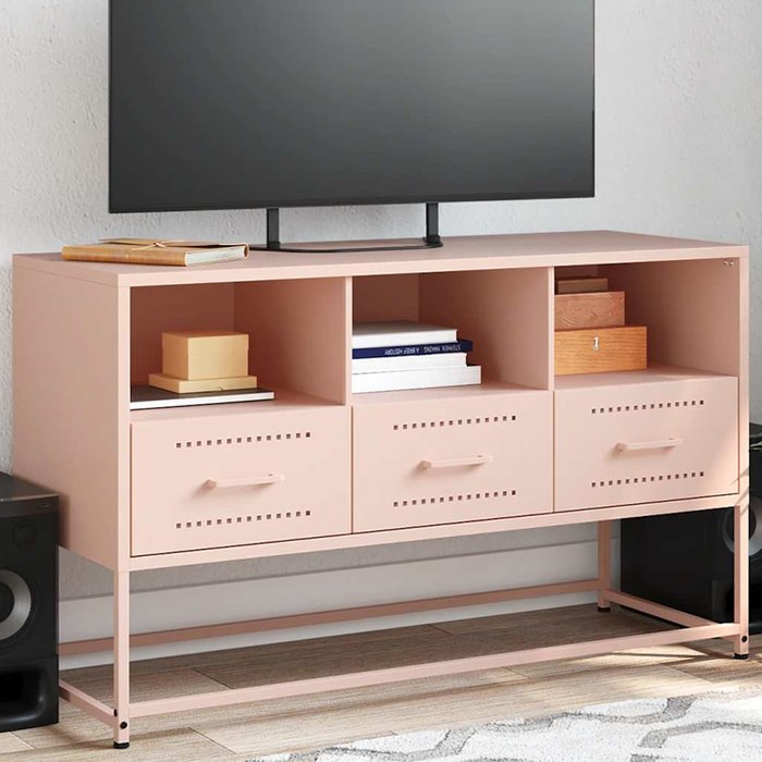 Mueble de tv rosa, 100,5x39x60,5 cm, acero