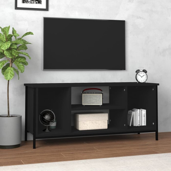 Mueble tv negro 102x35x45 cm de madera contrachapada